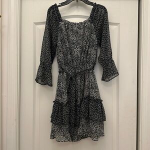 3/$10 EUC Loft Floral Tiered Mixed Media Dress
